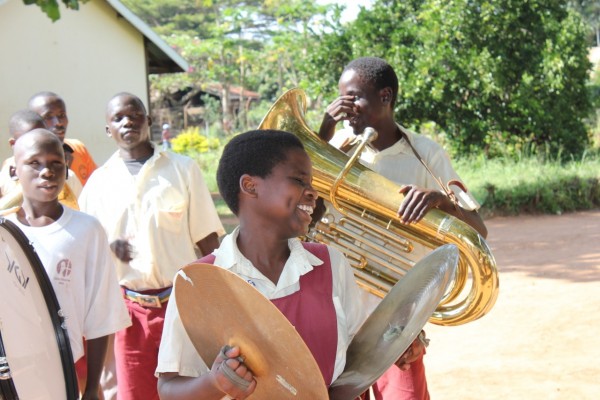 The marching band made up of sight impaired pupils from the Madera School for the Blind in Uganda