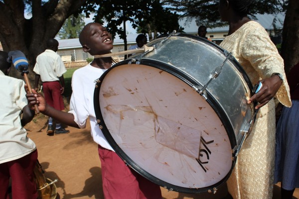 The marching band made up of sight impaired pupils from the Madera School for the Blind in Uganda