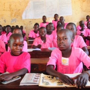 Children studying at the Ogangai Kidetok primary school in Uganda. Drop in the Bucket recently drilled a well at this school.