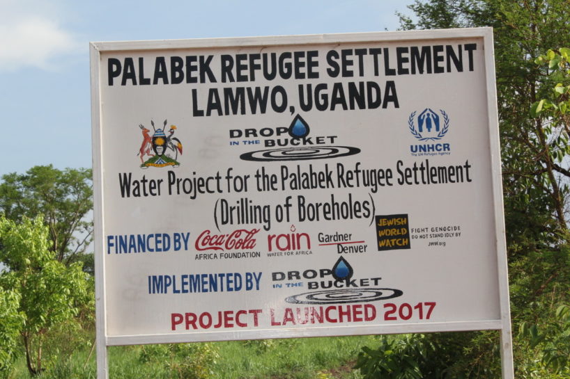 World Refugee Day - Sign for the Palabek Refugee Settlement, Lamwo, Uganda. 