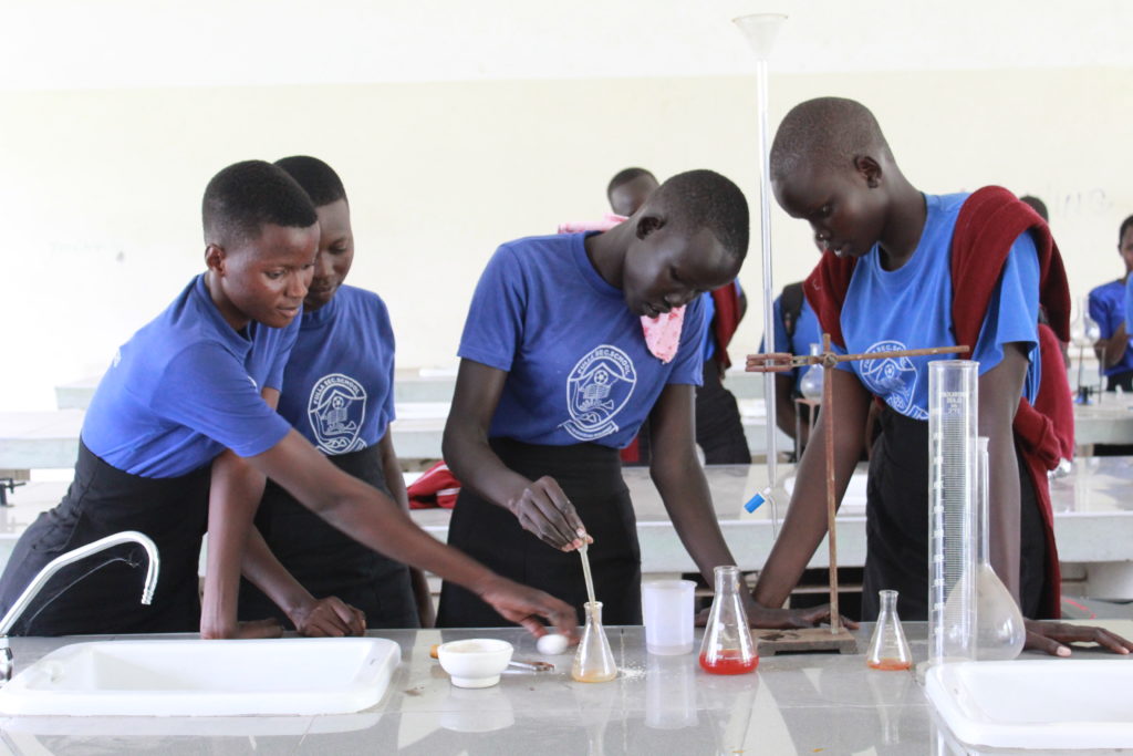 Female students in from the Girl Education in South Sudan program run by Drop in the Bucket