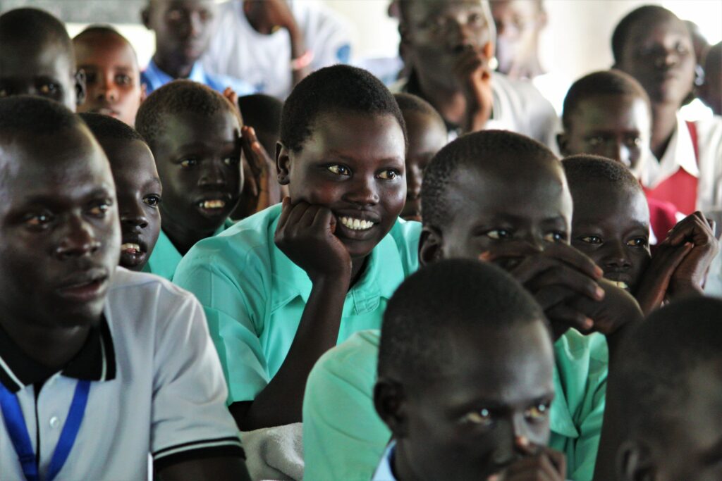 Students participating in the first annual Drop in the Bucket South Sudan inter-school quiz competition