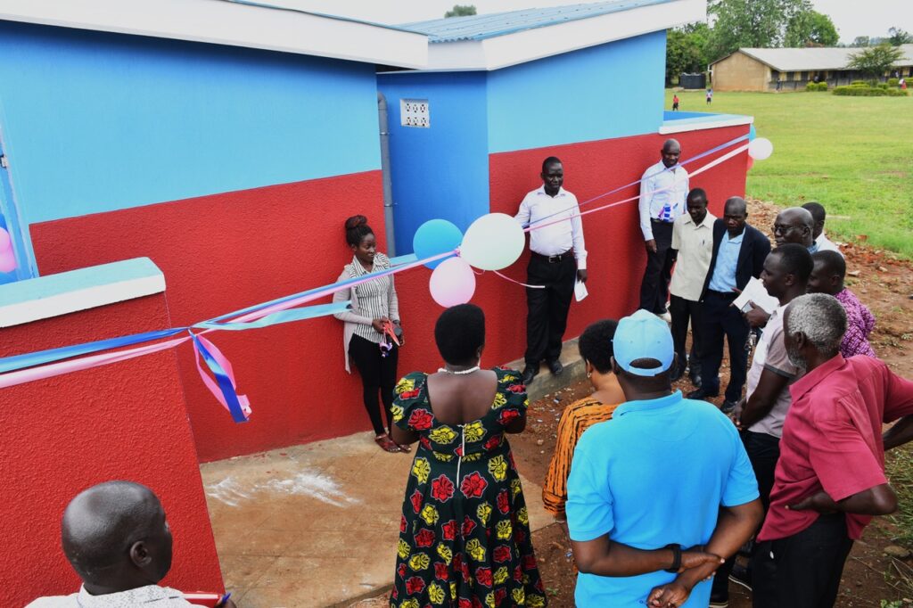 Official opening ceremony for the new eco-sustainable sanitation system at Kasubi Central Primary School in Gulu, Uganda.