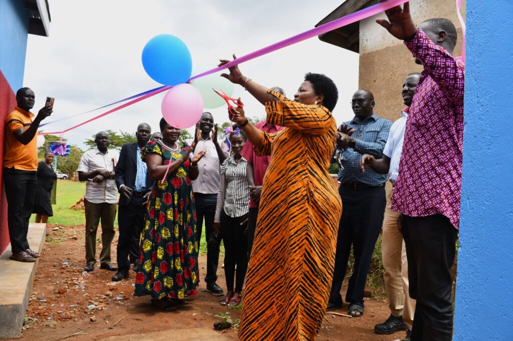 Celebrating the new eco-sustainable toilet at Kasubi Central in Gulu, Uganda.