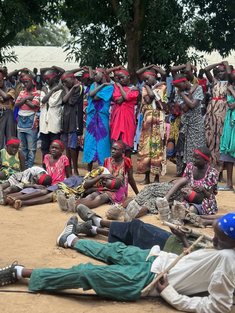 Students perform a play at the International Day of the Girl event in Nimule, South Sudan.