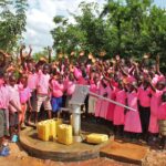 Students from the Kabuli primary school in Iganga Uganda getting clean water from the newly drilled borehole