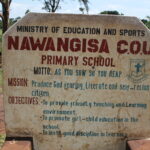 The school sign at Nawangisa COU primary school in Iganga, Uganda