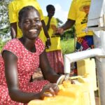Getting clean water from the borehole in Ogony village, Bargede Layibi Gulu, Uganda
