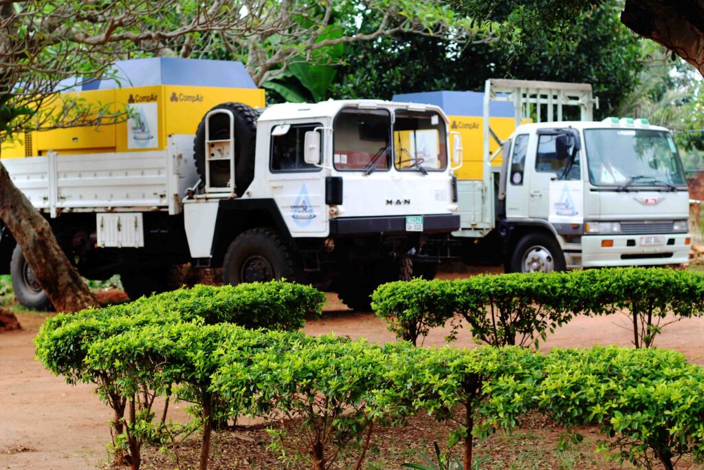 2 compair screw tack compressors at Drop in the Bucket's compound in Gulu Uganda