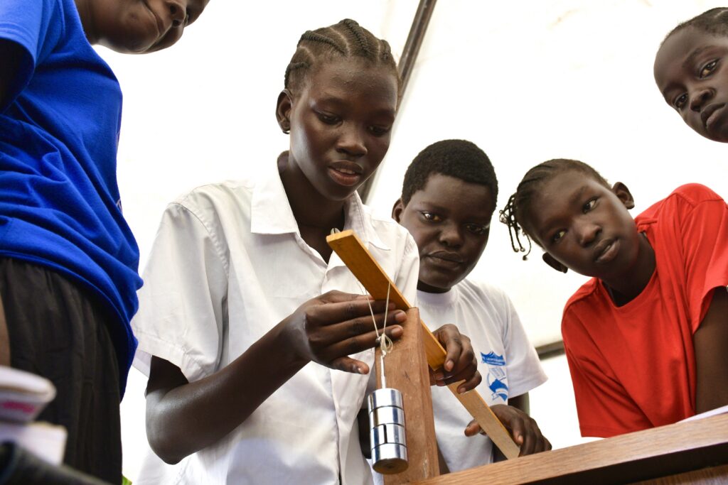 Girls studying science in Nimule South Sudan