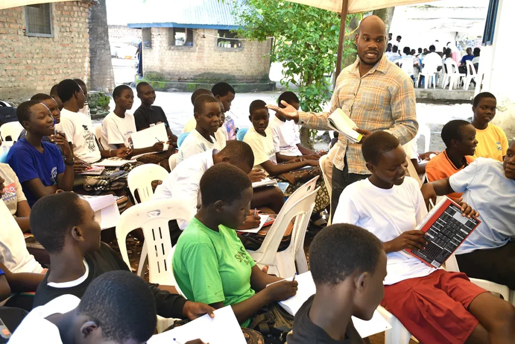 Students attend extra coaching sessions help on the DROP compound in South Sudan
