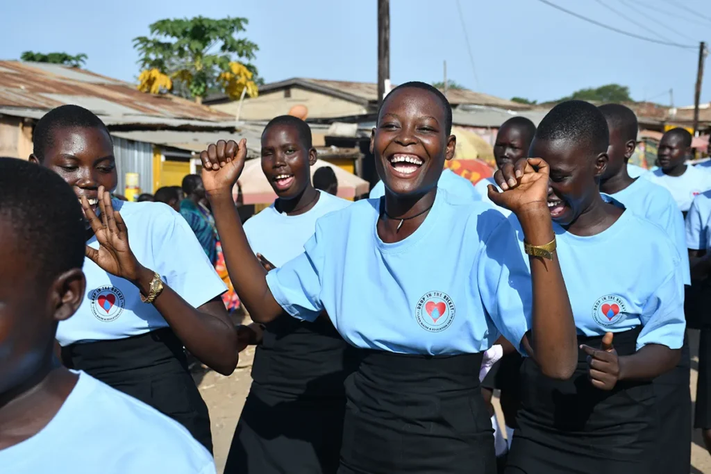 South Sudanese students celebrating International Day of the Girl in Nimule, South Sudan