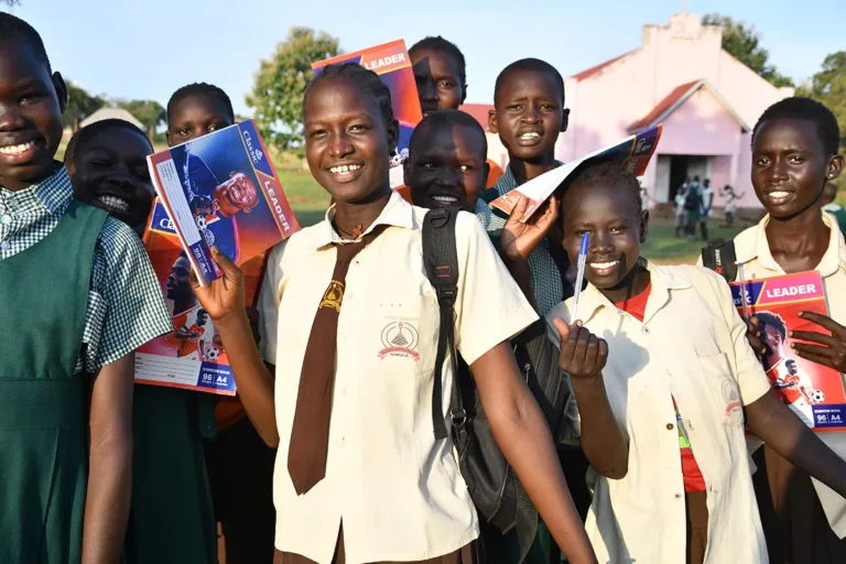 A group of girls from the REI primary school in South Sudan attending a safe spaces after school class.