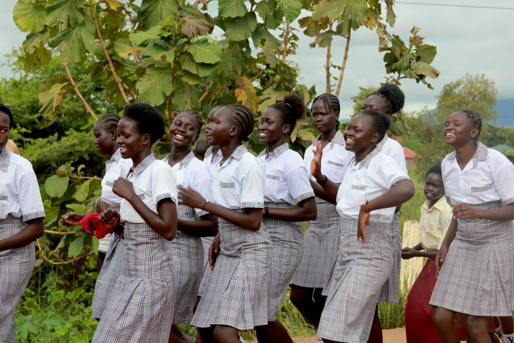 Girls taking part in International Day of the Girl celebrations in South Sudan