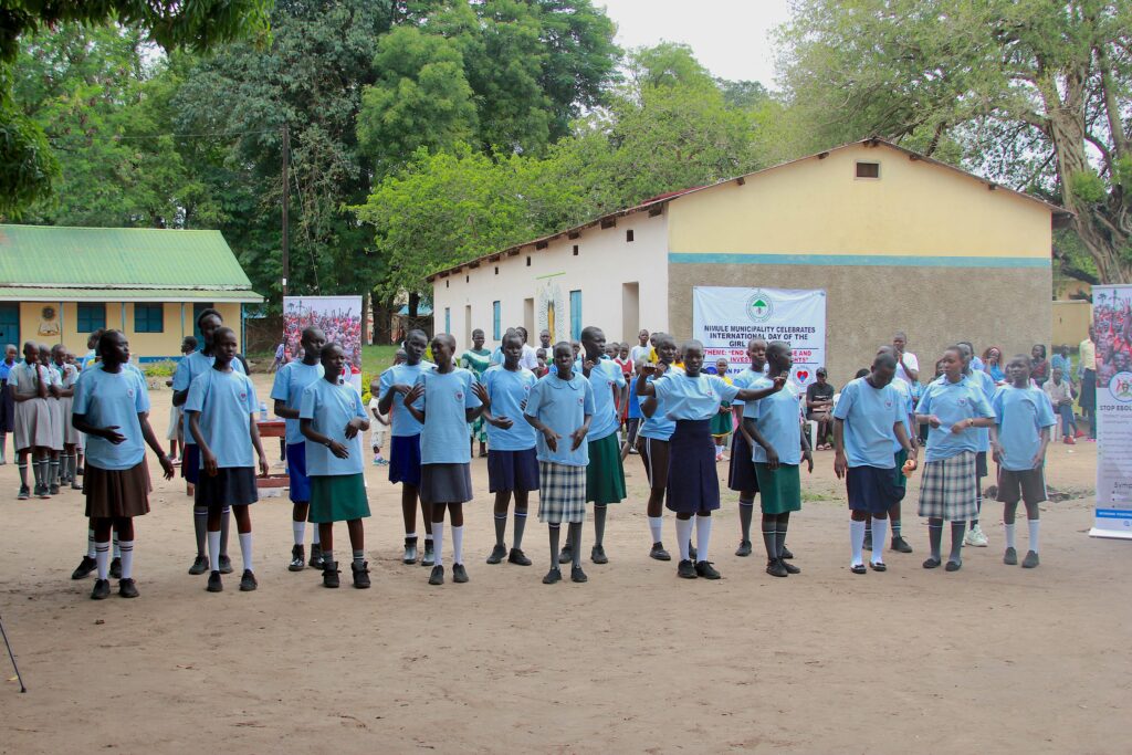 Girls taking part in International Day of the Girl celebrations in South Sudan