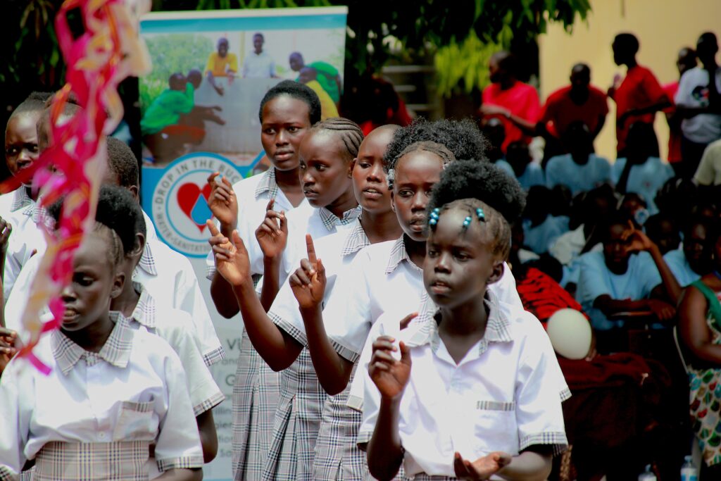 Girls taking part in International Day of the Girl celebrations in South Sudan