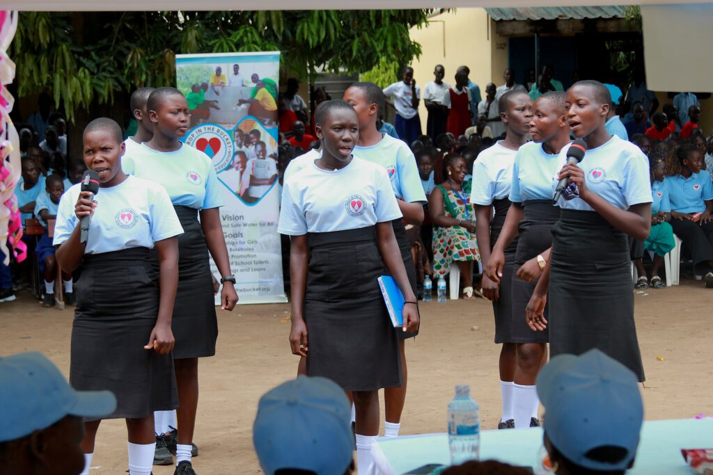 Girls taking part in International Day of the Girl celebrations in South Sudan